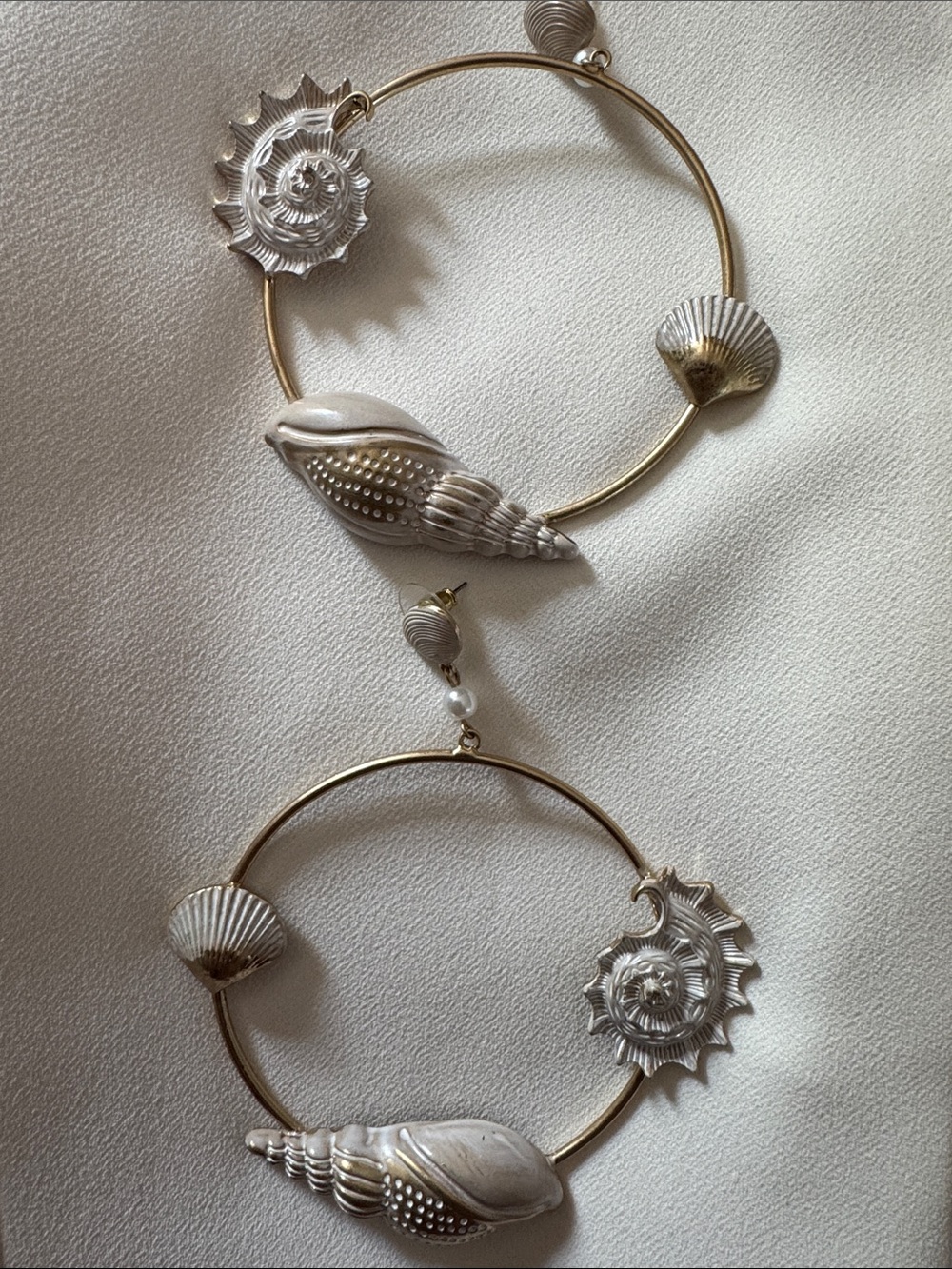 Zara Gold Seashell Hoop Earrings - Picture 3 of 6